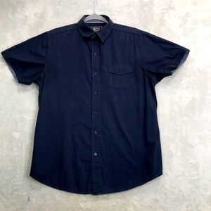 Broken Threads Men's Navy Blue Short Sleeve Button Down Shirt Size M